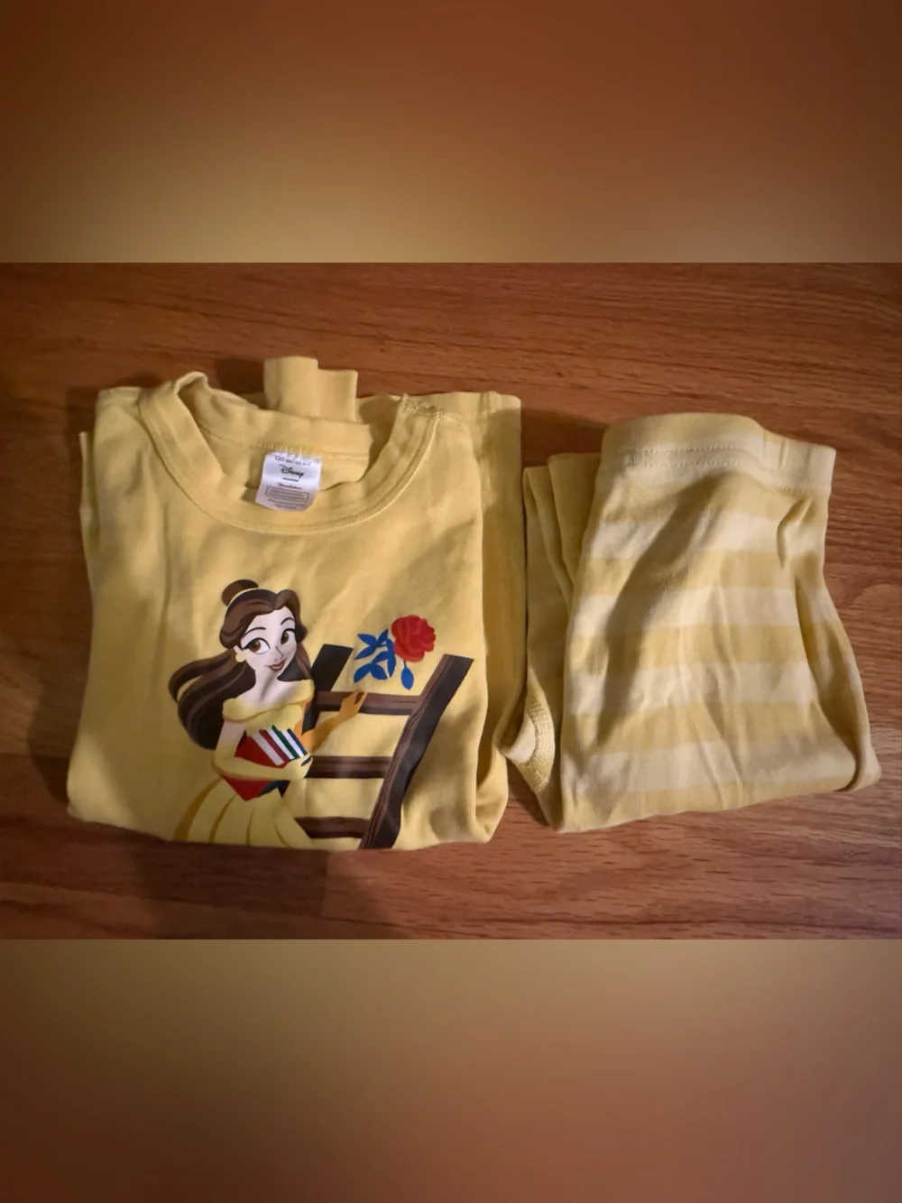 Hanna Andersson Yellow Kids Pajama Set with Belle Beauty and the Beast
